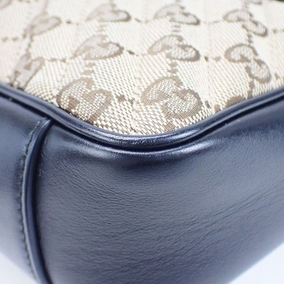 Gucci GG Marmont Small Shoulder Bag Canvas Leather Beige x Ebony